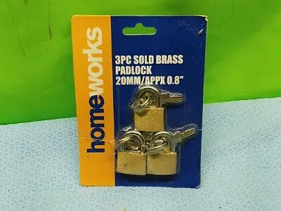 3 PC Small Padlocks 20mm Mini Brass Key Locks Jewelry Safe Toolbox School Etc • $4.77