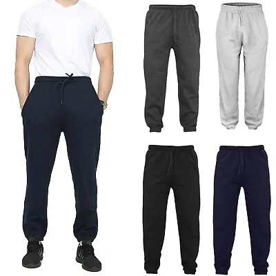 Mens Trousers Sweat Pants Fleece Elasticated Waist & Cuffs Gym Jogging Bottoms • £11.39