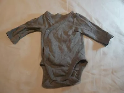 Wrap Over Baby Vest Long Sleeve 0-1 Month Cross Over Full Opening H&M Grey • £3