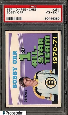 1971 O-Pee-Chee OPC Hockey #251 Bobby Orr Boston Bruins HOF PSA 4 VG-EX • $21.50