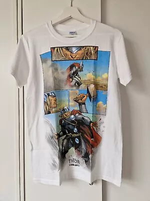 Gildan Ring Spun Men's Vintage Thor Marvel 2011 White Cotton T Shirt Size S • £15.99