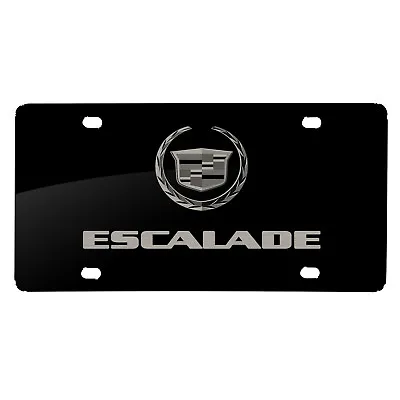 Cadillac Escalade Dual Logo Matt-Look Laser Mark Black Acrylic License Plate • $45.99