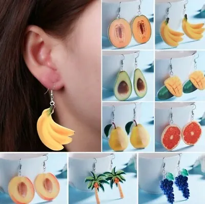 Fashion Large Women Colorful Fruit Dangly Hook Acrylic Drop Earring Jewelry Gift • $6