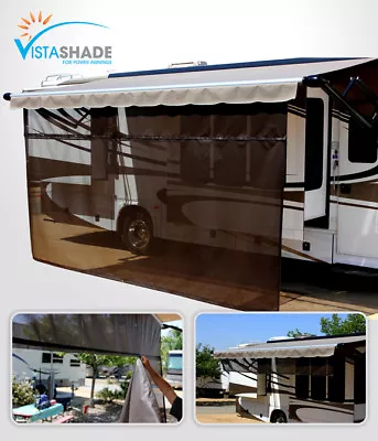 10' X 10' Brown Electric RV Awning Vista Shade Drop W/zipper • $189