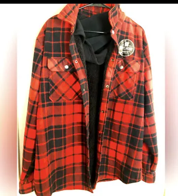 NWT  MATRIX Red & Black Plaid Fleece Shirt Jacket Hoodie  Size XL • $28.80