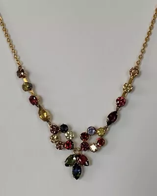 Estate Jewelry Multi Gemstone Necklace 10K & 14K Yellow Gold 16  Long • $764.15