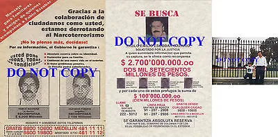Narcos Drug Lord Medellin Cartel (2) Wanted Posters Reprints Pablo Escobar • $35