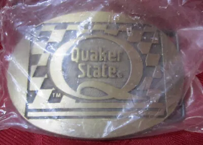 $16.95 • Buy NEW Vintage 3.5  Quaker State Motor Oil Racing Brass Belt Buckle Signed RJ