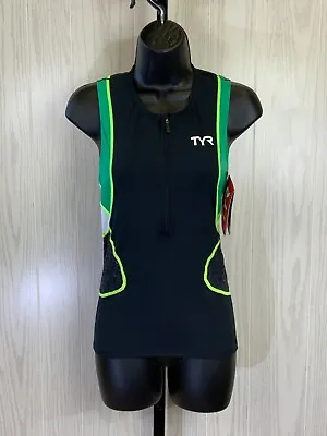 TYR Competitor Tri Singlet Men's Size XS Black/Green/Yellow NEW MSRP $59.99 • $15.99