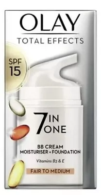 FAIR TO MEDIUM OLAY TOTAL EFFECTs 7-IN-1 BB CREAM Moisturiser Foundation 50ML • £14.95