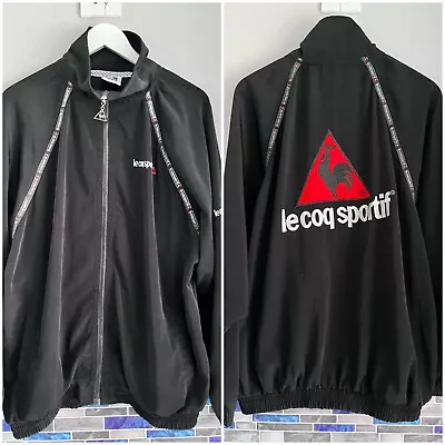 Genuine Vintage 90s Shell Suit Jacket Festival Tracksuit Top XL Black • £18.99