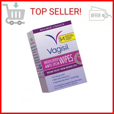 $6.90 • Buy Vagisil Anti-Itch Medicated Feminine Intimate Wipes For Women, Maximum Strength,
