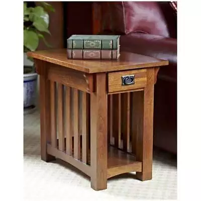 Leick Furniture Mission Oak Chairside Table With Storage Drawer And Shelf • $223.69