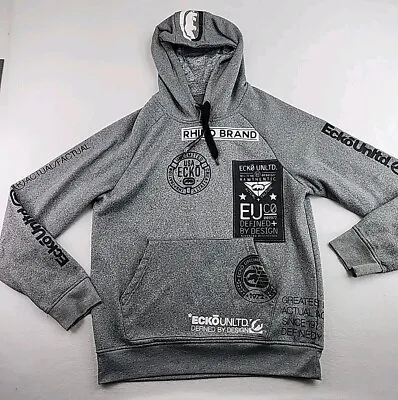 Ecko Unltd All Over Logo Graphics Mens Medium Gray Polyester Long Sleeve Hoodie • $19.79