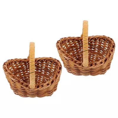 2Pcs Small Handheld Flower Basket Woven Basket Mini Storage Baskets With Handles • $16.14