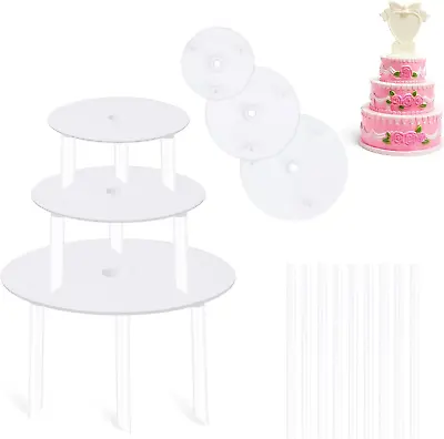 Vicloon Cake Dowel Rods Set 9 Pcs Plastic Cake Support Rods White Cake Stand • £9.44