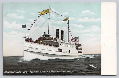 C 1905 Steamer S.S. Cape Cod Boston Provincetown Antique Postcard Ocean Flags • $14.78
