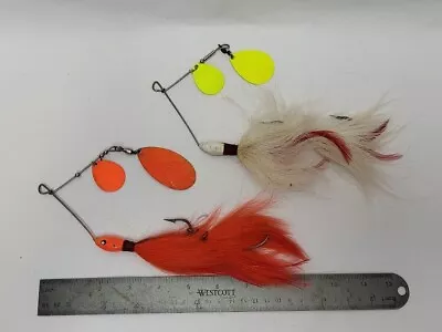 2 Old School Musky Bucktail Tandem Spinnerbait Pike Tackle Lures 1.25 Oz • $16.95