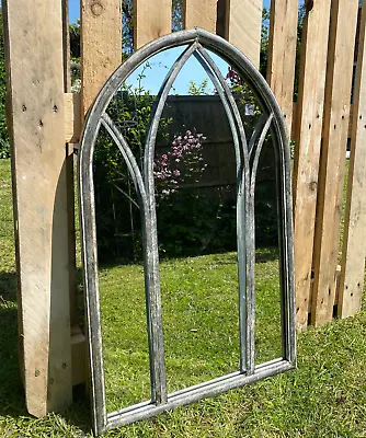£61.99 • Buy Garden Gothic Chapel Style Galvanised Metal Mirror Indoor Outdoor Decorative