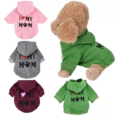 Dog Clothes Boy Girl Pet Hoodie I LOVE MY MOMMY For For Chihuahua Maltese Yorkie • $8.08