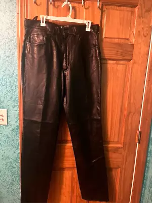 VTG Verducci Men's Black Lined  Soft Leather Riding Pants - 36 X 36 • $55.99