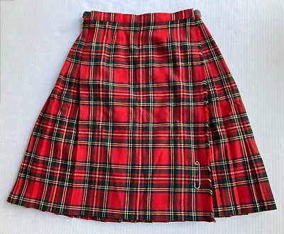 Vtg Pure New Wool Kilt Skirt Women 5/16 Tartan Scotland Pitlochry Knitwear Plaid • $29.95