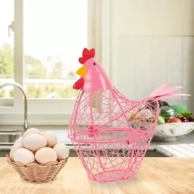 Iron Chicken HenShaped Wire Egg Storage Easter Display Basket Holder Rack Craft❧ • £10.61