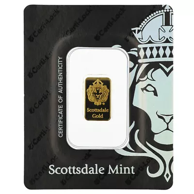 2 Gram Scottsdale Lion .9999 Fine Gold Bar In Assay • $185.03