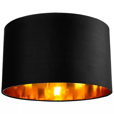 Contemporary Black Cotton 14  Table/Pendant Lamp Shade With Shiny Golden Inne... • £29.15