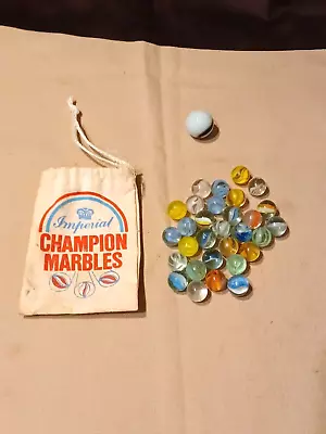 Vintage Imperial Champion Marble Bag 30 Marbles I Shooter • $12.80