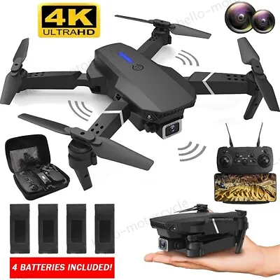 2023 New RC Drone With 4K HD Dual Camera WiFi Foldable Quadcopter + 4 Battery • $29.95