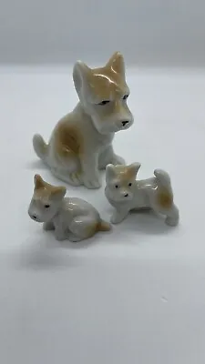Vintage Porcelain Schnauzer Dog Figurines Made In Occupied Japan. Set Of 3. • $19.99