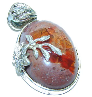 Incredible Quality Natural  Mexican Fire Opal .925 Sterling Silver Handmade Pend • $77.04