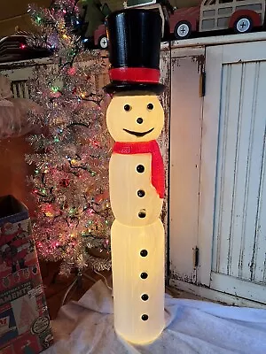 Vintage Blow Mold Slime Line Snowman Lighted By Drainage New Old Stock 38” • $149