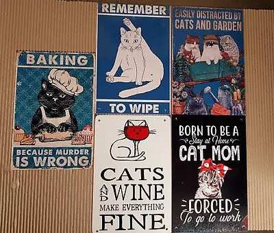£12.95 • Buy Funny Cat Quotes Metal Signs 8  X 12  Garden/Shed Baking/ To Wipe/ Garden/ Wine.