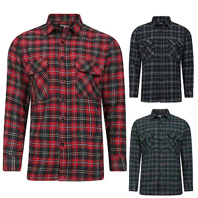 Mens Cotton Shirts Long Sleeve Flannel Shirt Xxl Overshirt Lumberjack Checkwork • £12.95