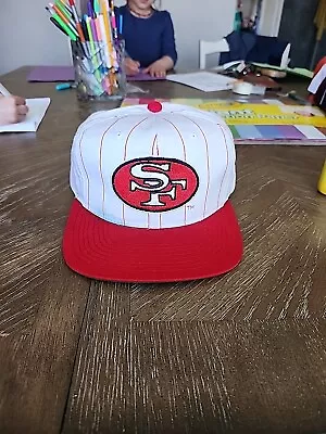 Vtg Rare Nfl San Francisco 49ers White Starter Pinstripe Snaback Hat • $40