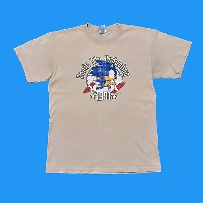 Vintage Sonic The Hedgehog Shirt Medium Beige Y2K Video Game Promo Sega Nintendo • $19.99