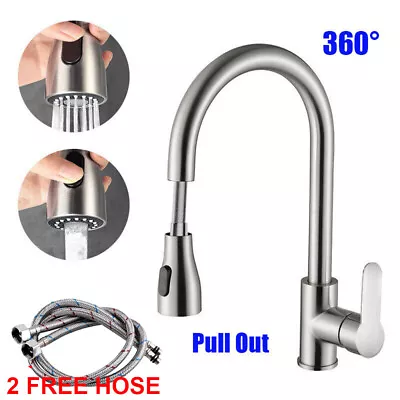 360° Kitchen Sink Mixer Taps Pull Out Spout Spray Single Lever Modern Mono Tap. • £14.23