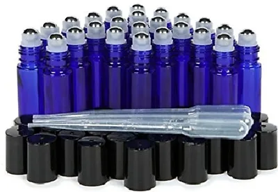 24-Cobalt Blue10 Ml Glass Roll-on Bottles Stainless Steel Roller Balls3-3mlPipe • $25.95