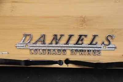 Vintage Car Auto Dealer Script Emblem AD Metal Daniels Colorado Springs • $28