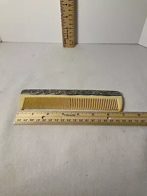 Vintage Vanity Comb Metal Grip Plastic Comb 7” • $12