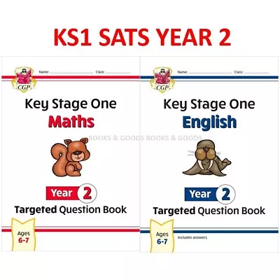 KS1 SATS Year 2 Maths & English Targeted Question Books With Answer Ages 6-7 Cgp • £14.99