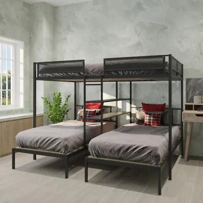 Heavy Duty Triple Bunk Beds With Storage Shelves Full Over Twin & Twin Bunk Beds • $549.99