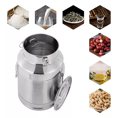28L Milk Can Wine Pail Milk Bucket Container 304 Stainless Steel With Sealed Lid • $94.05
