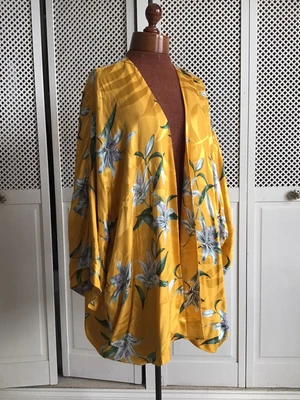 £25 • Buy River Island Yellow Floral Kimono Jacket, Size L