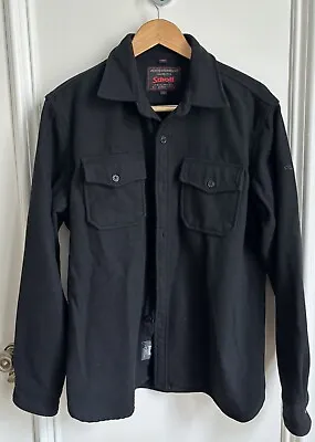 Schott NYC Men's Black Wool Blend Button Up CPO Shirt Overshirt Size Large • $72