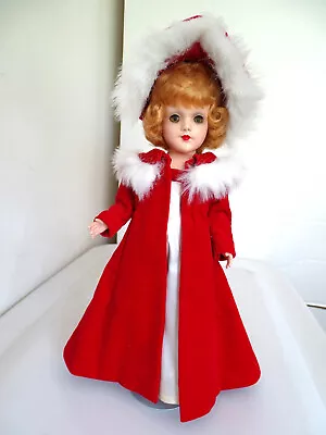 Vintage 1950's Mary Hoyer 14  Hard Plastic In Tagged Red Velvet Outfit Clothes • $350