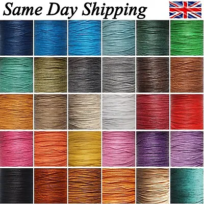 Waxed Cotton Cord 1mm 10m To 50m Jewellery Making & Bracelet Necklace Craft  • £6.49