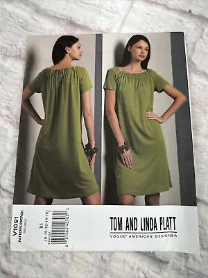 Vogue Patterns V1091 Tom & Linda Platt Dress Stretch Knit B5 8 10 12 14 16 Uncut • $12.99